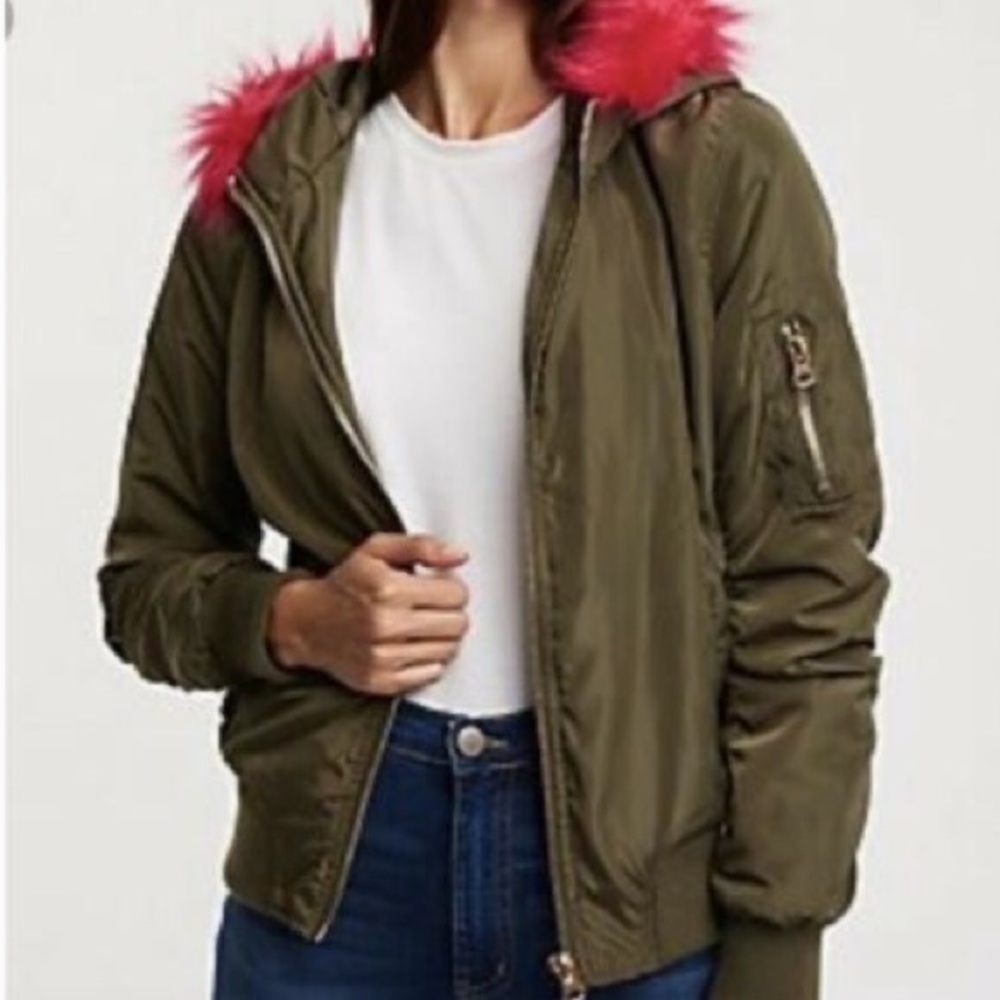 Charlotte Russe Green Bomber Jacket Sz Large
